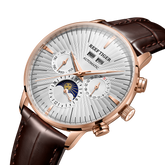 REEF TIGER RGA8218 Rose Gold Men's Automatic Multifunctional Day/Date Moon phase Watch For Men - Leather Casual Business Wristwatch